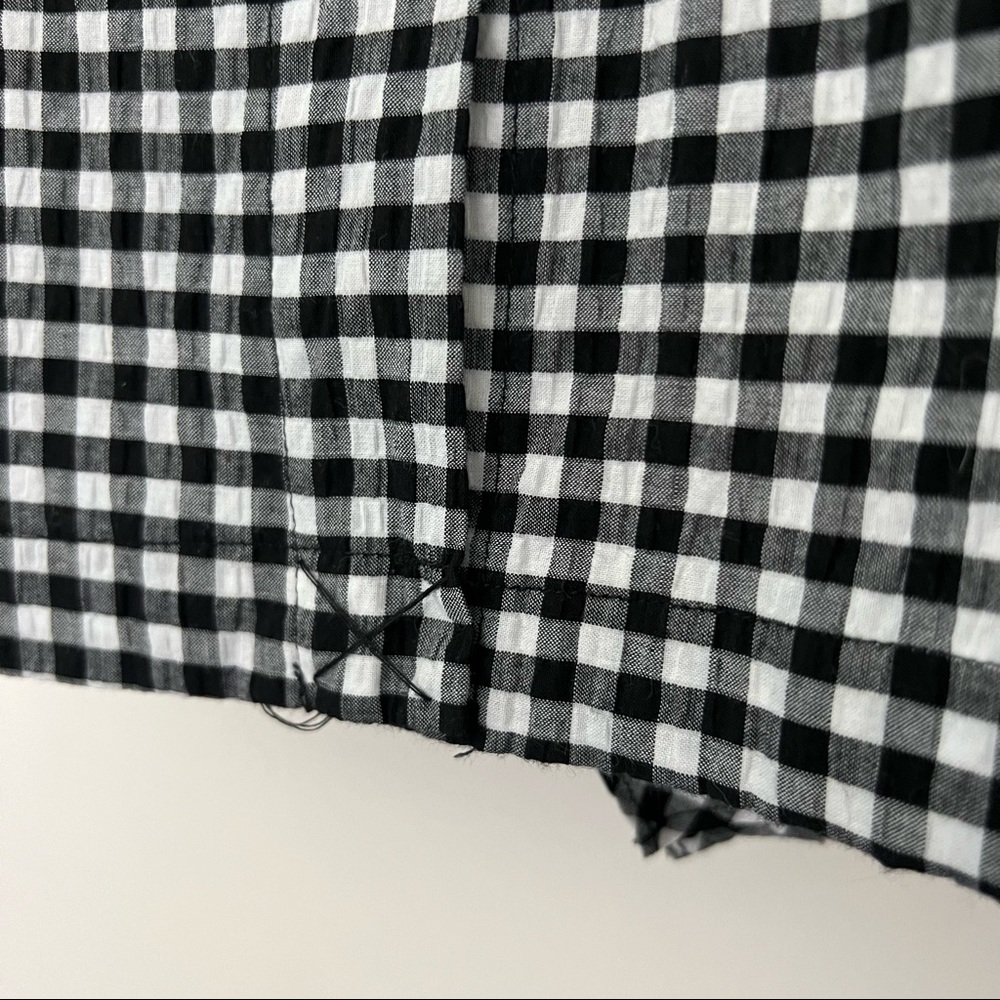 Black & White Gingham Plaid Seersucker Ruffle Pencil Skirt - Picture 6 of 9